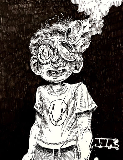 AJ Ainscough "Drawing #6- Burning Boy and Sunset"