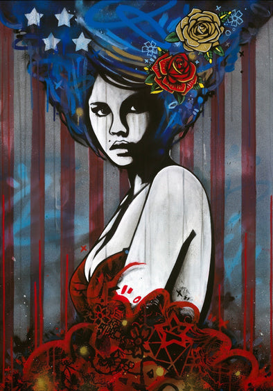 Copyright "American Princess (Stars and Stripes)" Acrylic and aerosol Vertical Gallery 