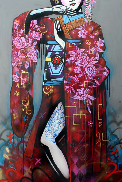 Copyright "Red Lotus" Acrylic and aerosol Vertical Gallery 