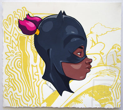 Hebru Brantley "Batgirl" Acrylic on Paper Vertical Gallery 
