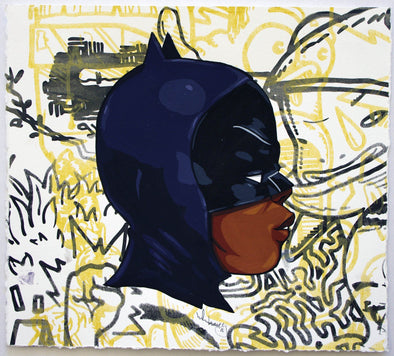 Hebru Brantley "Batman" Acrylic on Paper Vertical Gallery 
