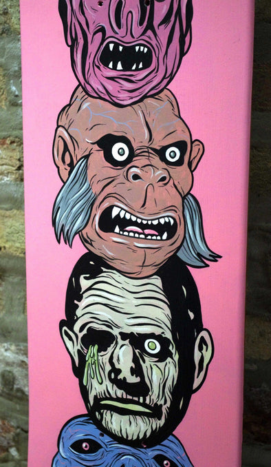 Steve Seeley "Heads 1" Acrylic on skateboard deck -------- 