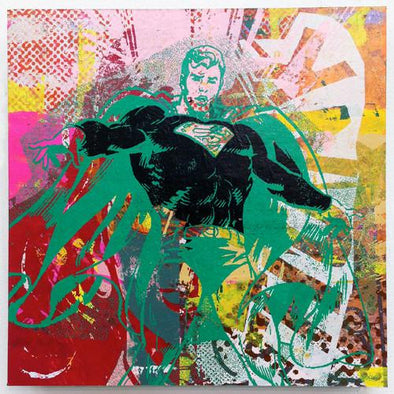 Greg Gossel "Superman (Green)" Mixed Media -------- 