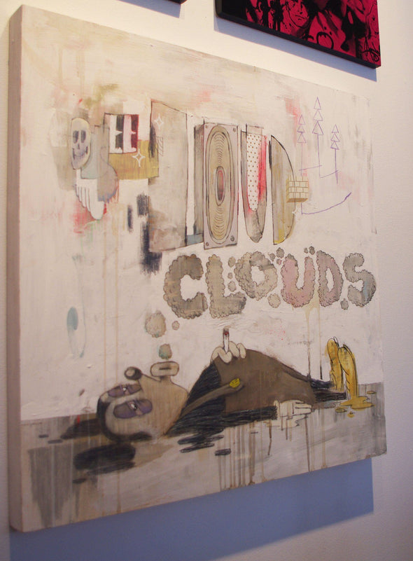 Word to Mother "Loud Clouds" Mixed Media on Wood Vertical Gallery 