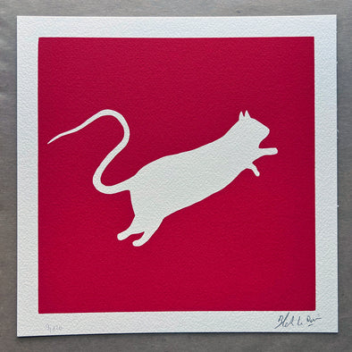 Blek le Rat "White Rat (on red background)"