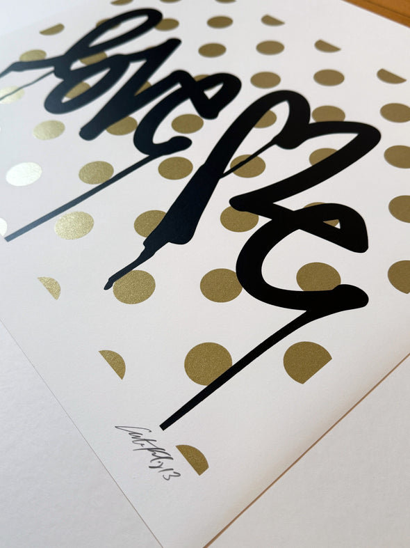 Curtis Kulig "LOVE ME, Forever Gold - White" Limited Edition Print