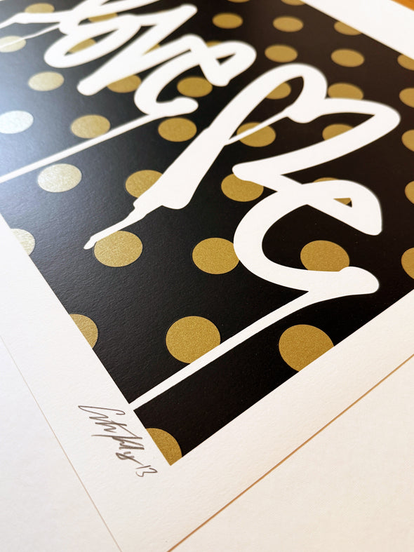 Curtis Kulig "LOVE ME, Forever Gold - Black" Limited Edition Print