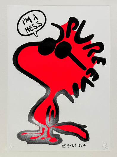 Pure Evil "I'm a Mess - Fluoro Red Variant" Limited Edition Print