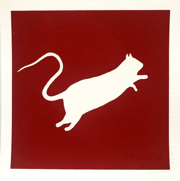 Blek le Rat "White Rat (on red background)"