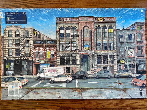 Pizza in the Rain "Pilsen Street View" Hand-Embellished #6/15 Limited Edition Print