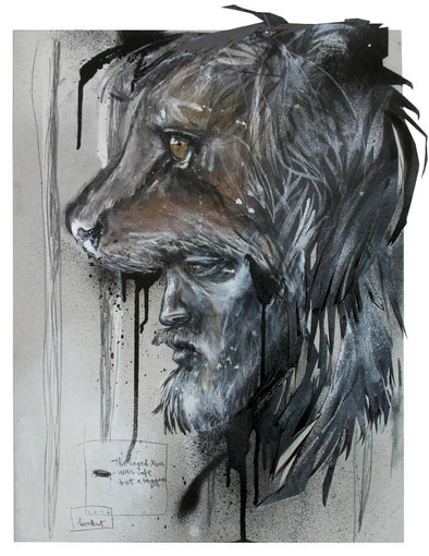 Acrylic, Ink And Spray Paint - Herakut "The Caged Lion Was Safe But A Beggar"