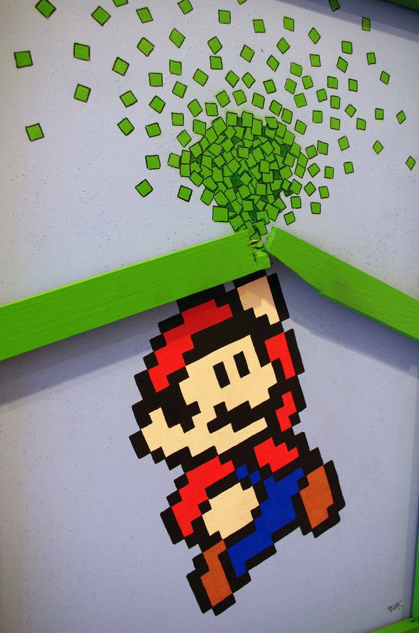 OAKOAK "Mario pixel explosion" Acrylic Vertical Gallery 