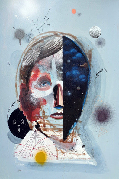 Collin van der Sluijs "Time traveler" Acrylic on Paper Vertical Gallery 