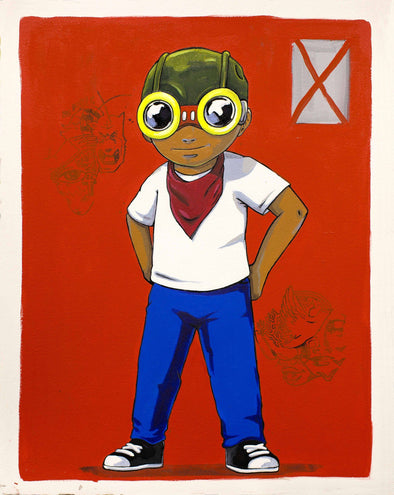 Hebru Brantley "The champ is here" Acrylic on Paper Vertical Gallery 