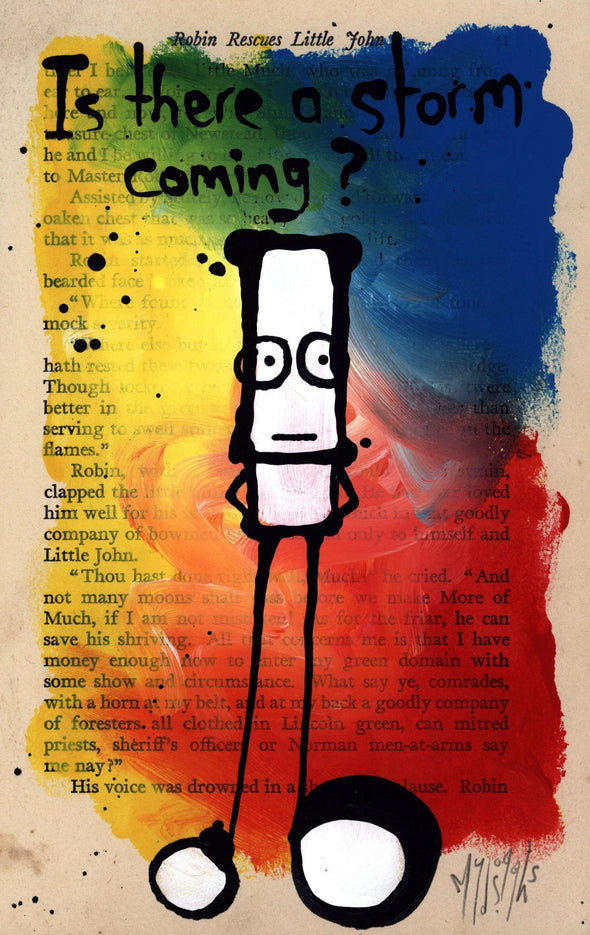 My Dog Sighs "Is there a storm coming?" Acrylic on Paper Vertical Gallery 