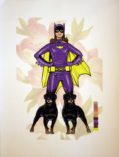 Steve Seeley "Batgirl with Doglegs" Limited Edition Print Acrylic on Paper -------- 