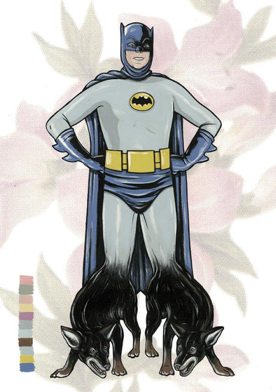 Steve Seeley "Batman with doglegs" Acrylic on Paper -------- 