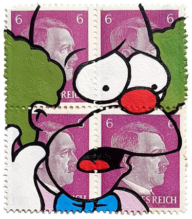 Acrylic On Vintage Stamps - Ben Frost "Krusty Reich 2"