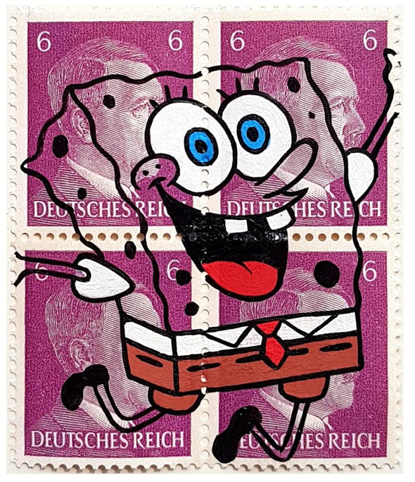 Acrylic On Vintage Stamps - Ben Frost "Sponge Reich"