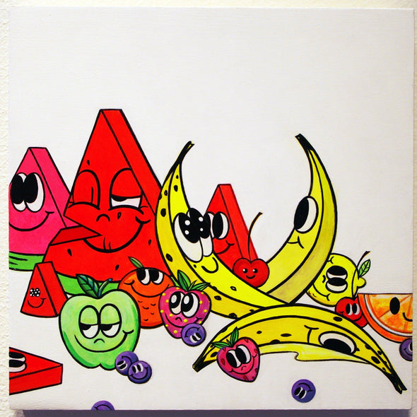 Chris Uphues "Froot Salad #1" Acrylic on wood Vertical Gallery 