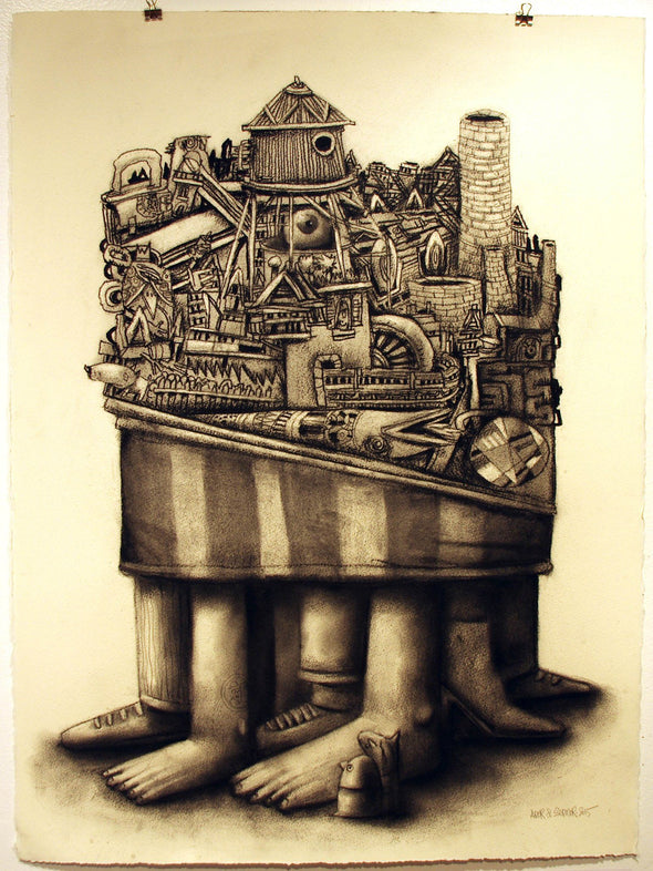 Ador and Semor "Totem 2" Charcoal on paper Vertical Gallery 