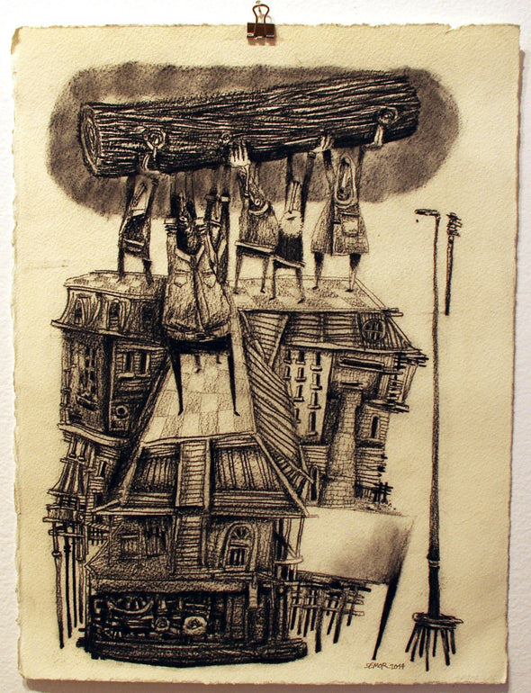 Semor "Les Bucherons" Charcoal on paper Vertical Gallery 