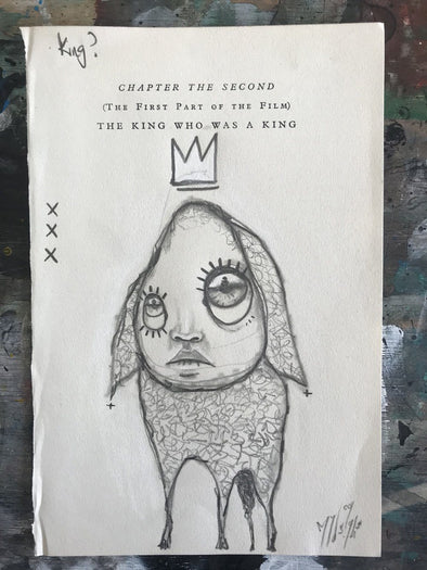 Graphite On Paper - My Dog Sighs "The King Who Was A King"
