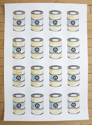Hand Finsihed Screen Print - Beejoir "Oil Cans" Large