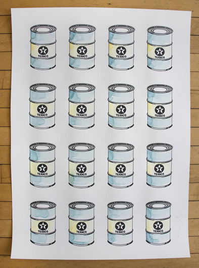 Hand Finsihed Screen Print - Beejoir "Oil Cans" Large