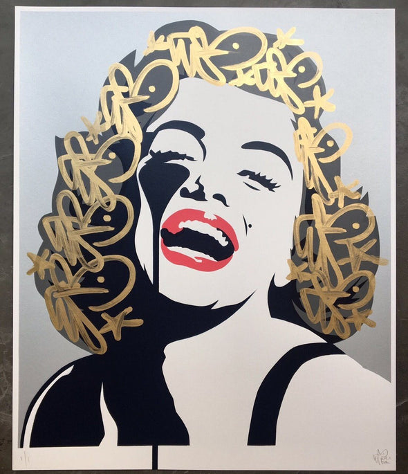 Hand Finsihed Screen Print - Pure Evil "Screaming Marilyn - Gold Bunny Tags"