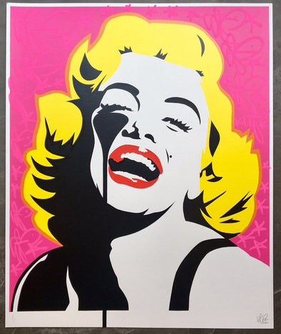 Hand Finsihed Screen Print - Pure Evil "Screaming Marilyn - Pink Tags"