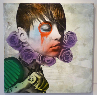 Mixed Media, Acrylic, Spray Paint, Paper - Dain "Purple Flawless Couture"