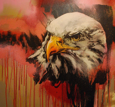 James Starr "Bald Eagle (fall)" Mixed Media, Drawing on Wood Vertical Gallery 