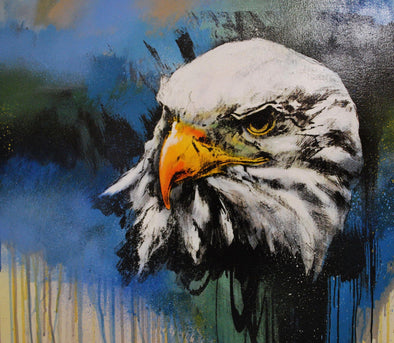 James Starr "Bald Eagle (spring)" Mixed Media, Drawing on Wood Vertical Gallery 
