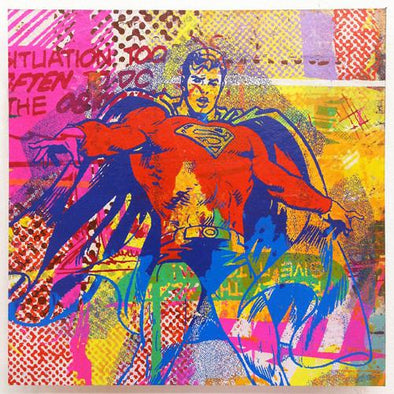 Greg Gossel "Superman (Red)" Mixed Media -------- 