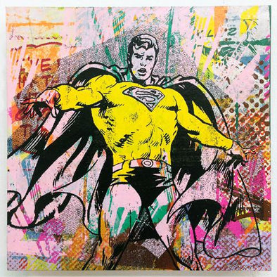 Greg Gossel "Superman (Yellow)" Mixed Media -------- 