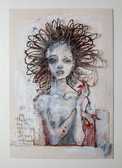 Hera “My thoughts are the worst type of solitary confinement” Mixed Media Vertical Gallery 