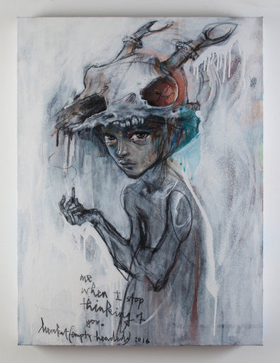 Herakut “Me. When I stop thinking about you. Empty Headed.” Mixed Media Vertical Gallery 