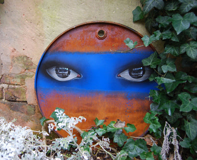 My Dog Sighs "Our lips are sealed. Oil drum lid blue" Mixed Media -------- 