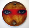 My Dog Sighs "Our lips are sealed. Oil drum lid red" Mixed Media -------- 