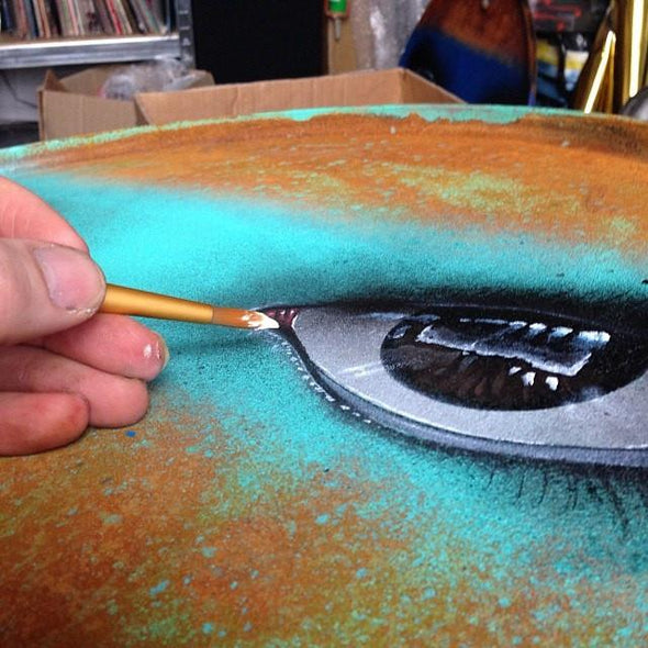 My Dog Sighs "Our lips are sealed. Oil drum lid turquoise" Mixed Media -------- 