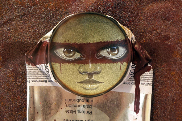 My Dog Sighs "Our lips are sealed (Purple/Brown-Silver)" Mixed Media Vertical Gallery 