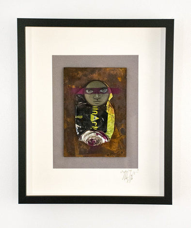 Mixed Media - My Dog Sighs "Our Lips Are Sealed (Purple/Yellow)"