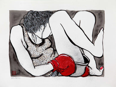 Ella & Pitr "La boxeuse à l’encre" Mixed Media on Paper Vertical Gallery 