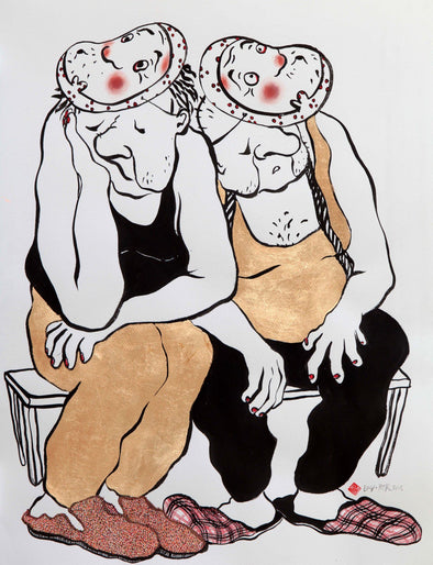 Ella & Pitr "Old brothers" Mixed Media on Paper Vertical Gallery 