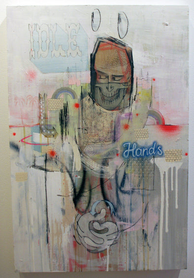 Word to Mother "Idle Hands" Mixed Media on Wood Vertical Gallery 