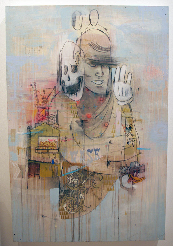 Word to Mother "Talk is Cheap" Mixed Media on Wood Vertical Gallery 