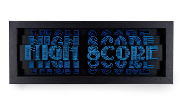 Static "Highscore- Black & Blue" Mixed Media Vertical Gallery 