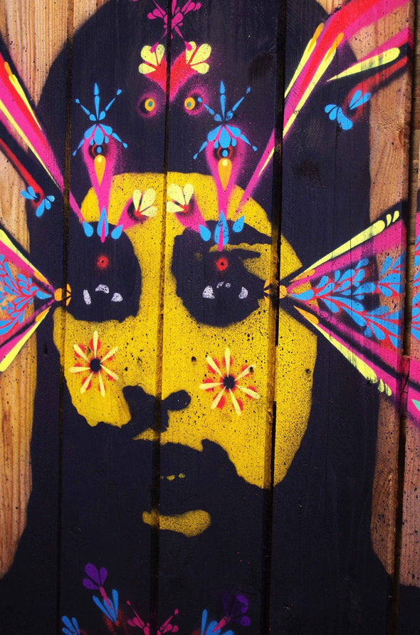 Stinkfish "Amsterdam Girl" Mixed Media Stencil on Wood -------- 