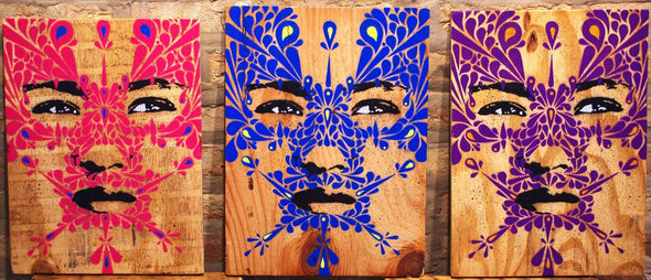 Stinkfish "Bogota Downtown Girl" Mixed Media Stencil on Wood -------- 